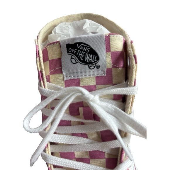 Vans Pink & Cream Checkerboard High Top Sneakers - Picture 8 of 15